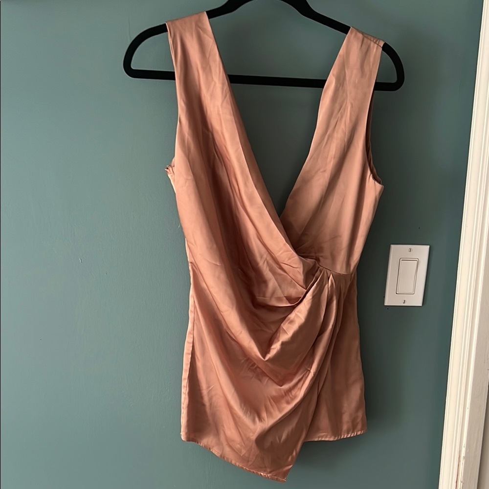 Elegant Peach Sleeveless Wrap Top